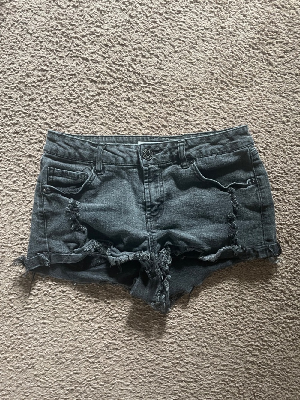 refuge Black Distressed Denim Cutoff Shorts